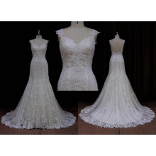 Robe de mariée simple brillante avec queue de poisson